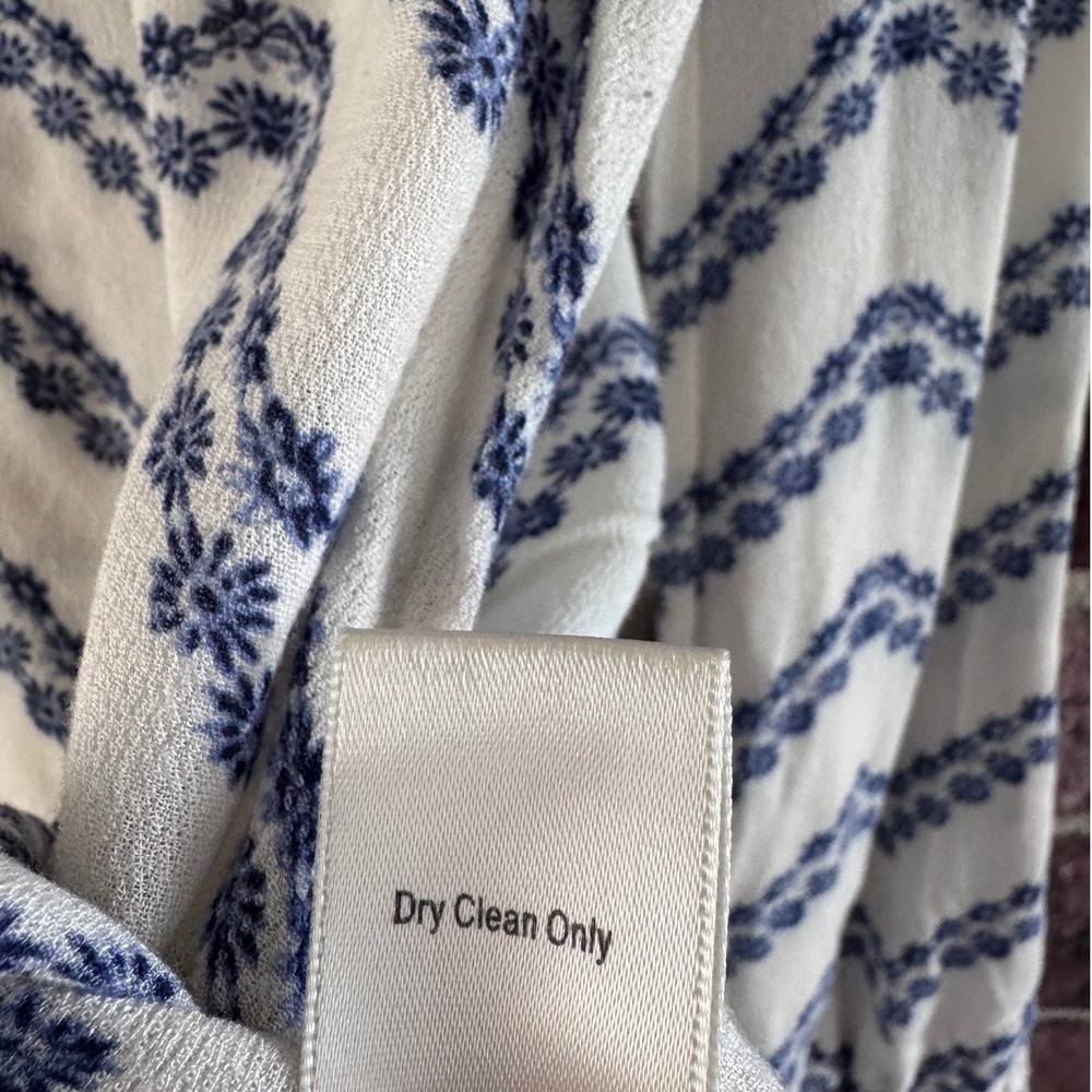 Altar'd State Womens Blue Cream Chevron Floral Airy Cottagecore Blouse Boho Hip - Picture 6 of 9